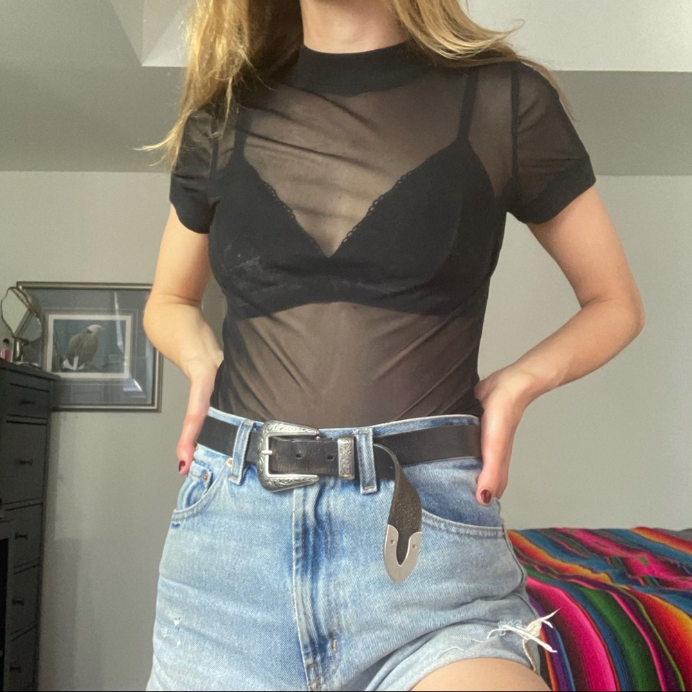 Urban Outfitters Black Mesh Shirt Size S/M